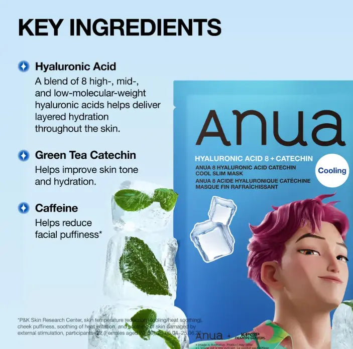 Anua Kpop Demon Hunters 8 Hyaluronic Acid Catechin Cool Slim Mask Anua