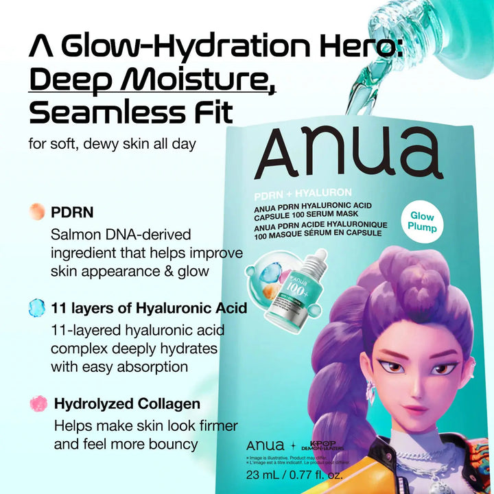 Anua Kpop Demon Hunters PDRN Hyaluronic Acid Capsule 100 Serum Mask Anua