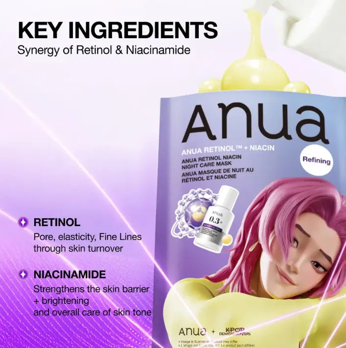 Anua Kpop Demon Hunters Retinol Niacin Night Care Mask Anua