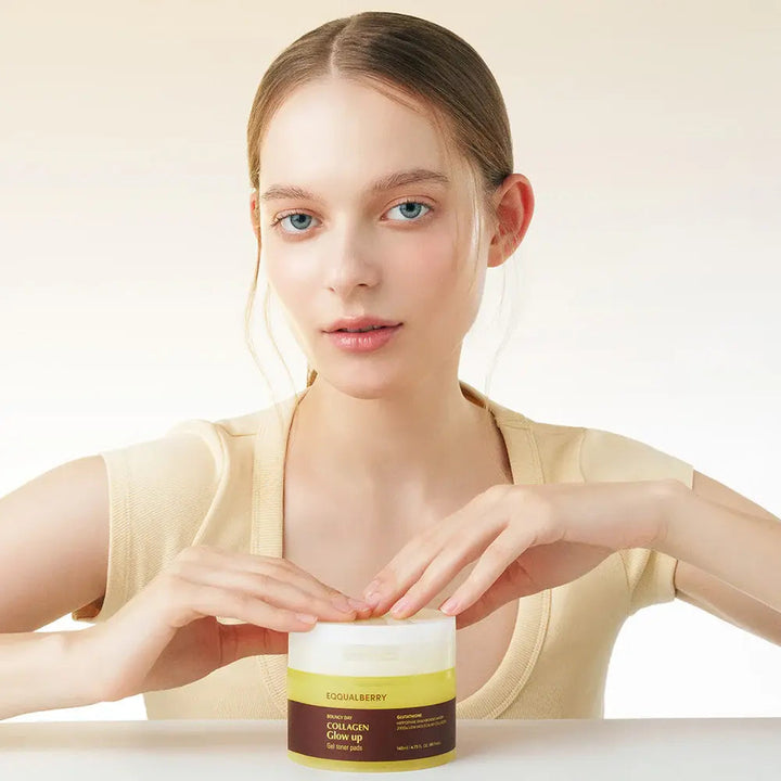 EQQUALBERRY Collagen Glow Up Gel Toner Pads - Seouléa