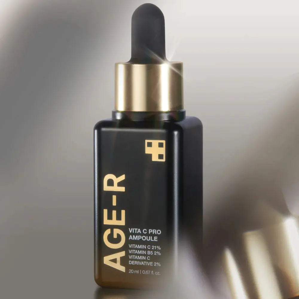 AGE-R skincare ampoule bottle with dropper