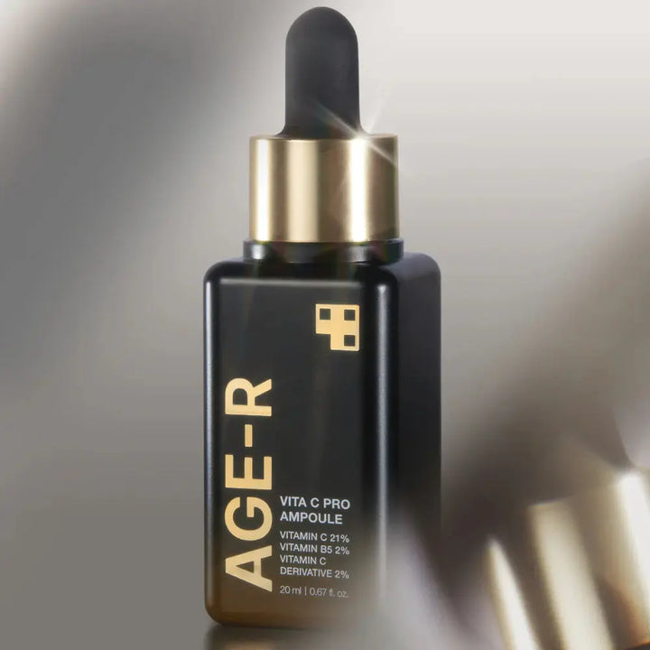 AGE-R skincare ampoule bottle with dropper