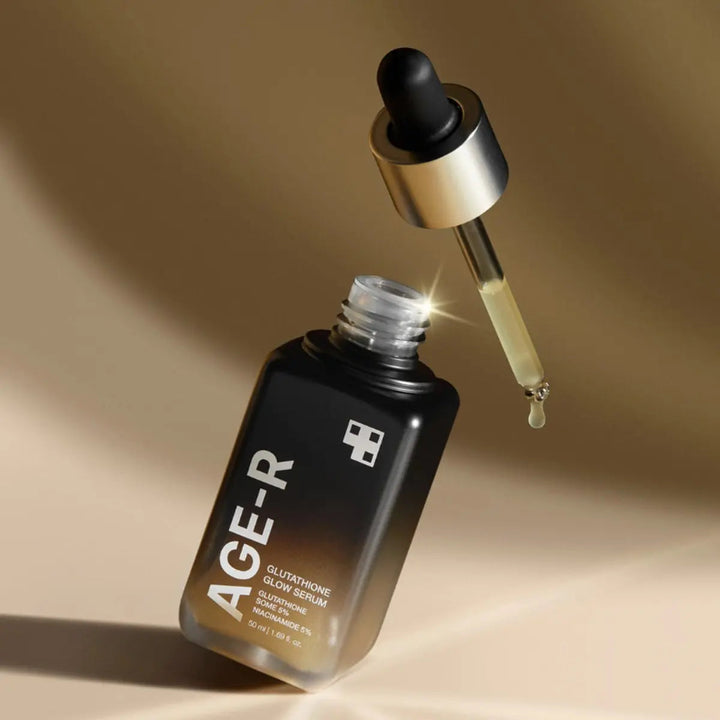 AGE-R skincare serum bottle with dropper