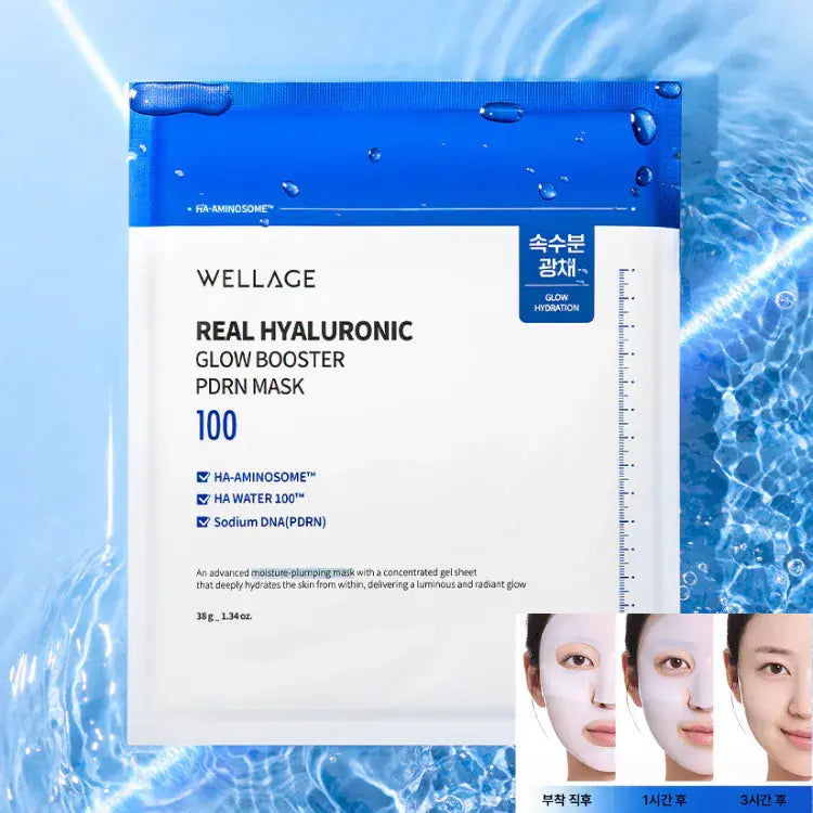 WELLAGE Real Hyaluronic Glow Booster PDRN Mask WELLAGE